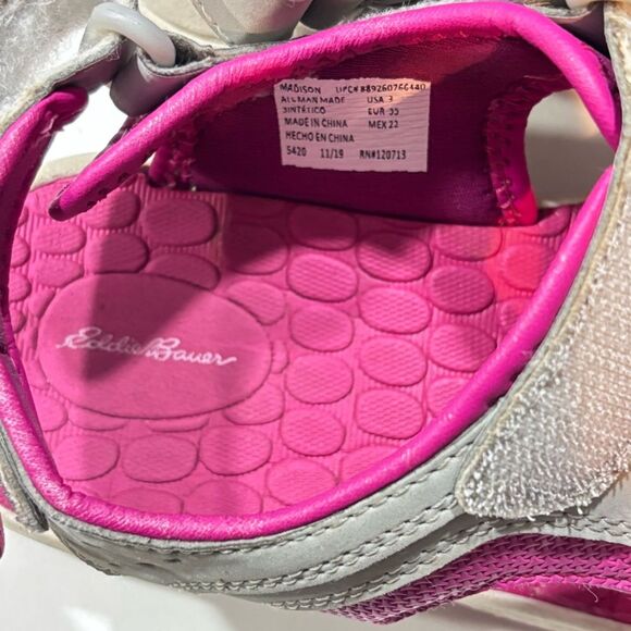 Eddie Bauer | Girls Madison Pink Gray Sporty Sandals Size 3 - Picture 10 of 13